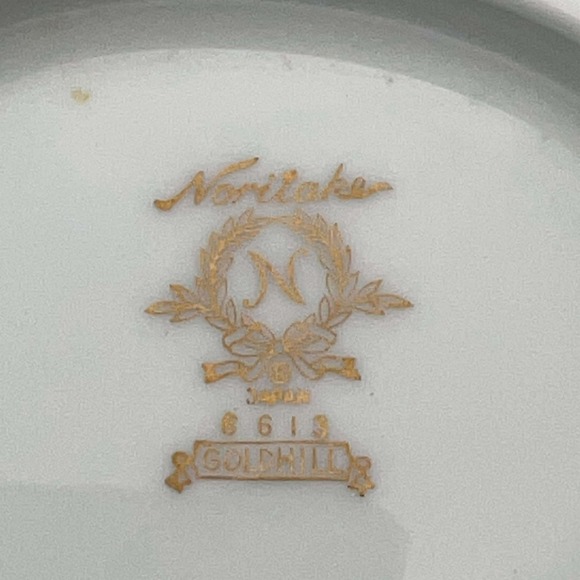 Noritake Goldhill 6613 Gravy Boat w Underplate Red Gold Trim Japan EUC